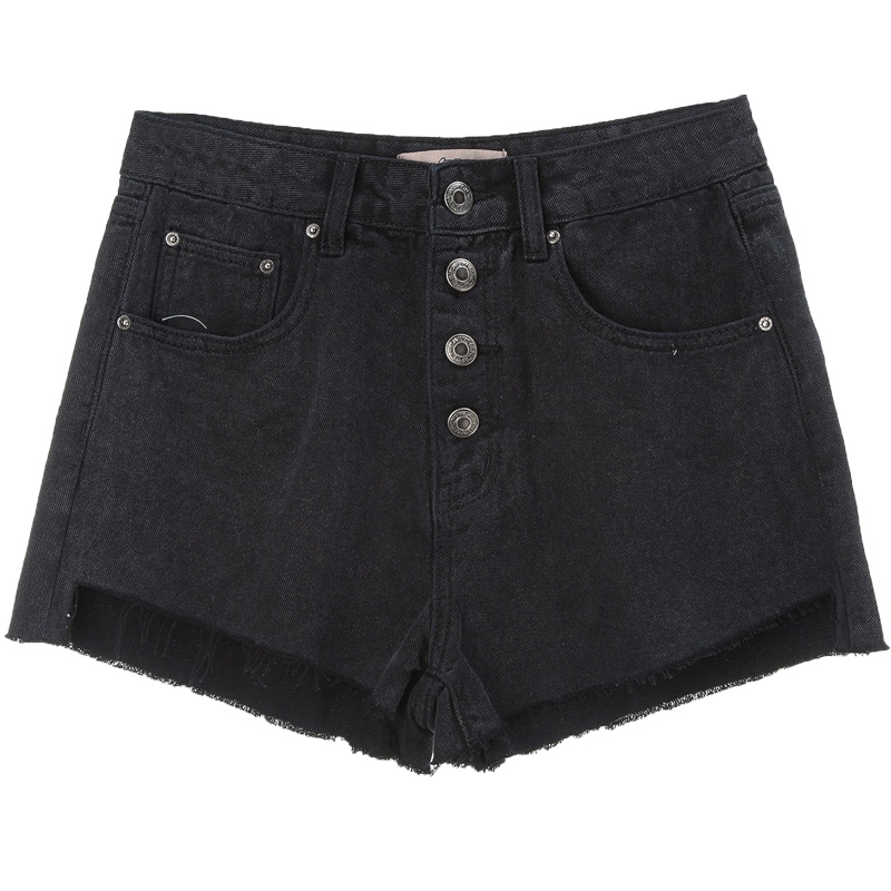 唐狮2019夏新款牛仔短裤 女牛仔短裤 黑色