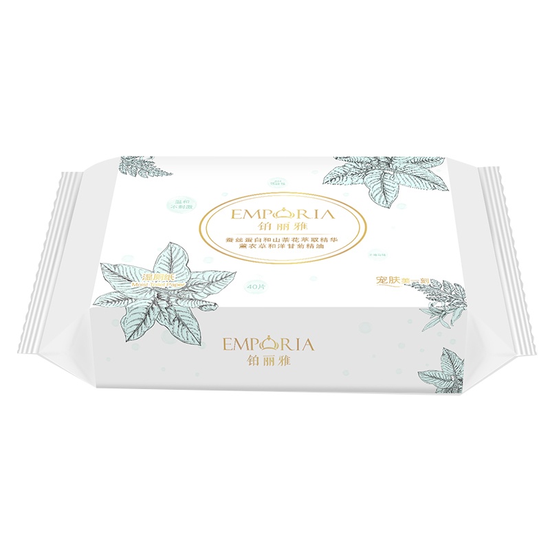 铂丽雅 丝柔湿厕纸 40片 卫生湿纸巾 清洁不刺激草本精油温和抑菌