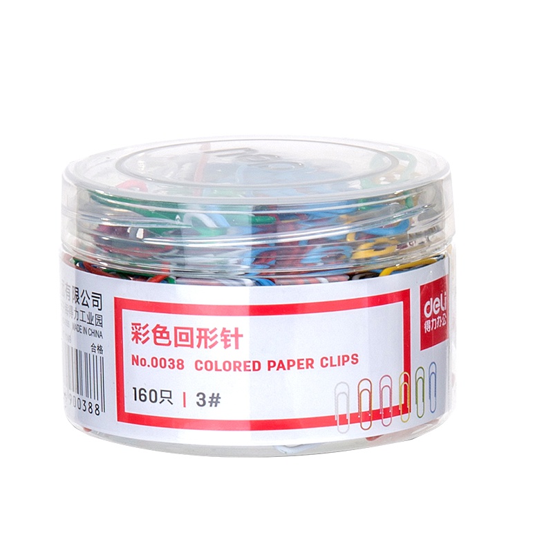 得力(deli)0038财务用品彩色回形针回形针文件分类曲别针办公用品文具多功能用途糖果色文档资料夹扣简约20盒