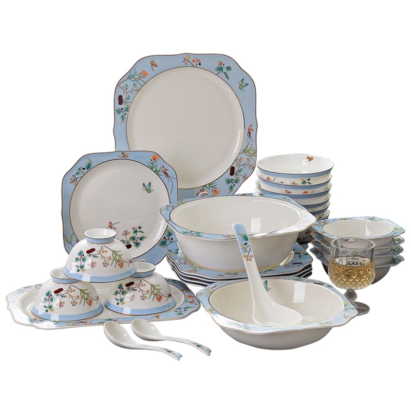 米兰度(Milandu)中式创意高档骨质瓷餐具套装饭碗碟子盘子勺子日用乔迁送礼礼盒装 美人瓷系列餐具套装