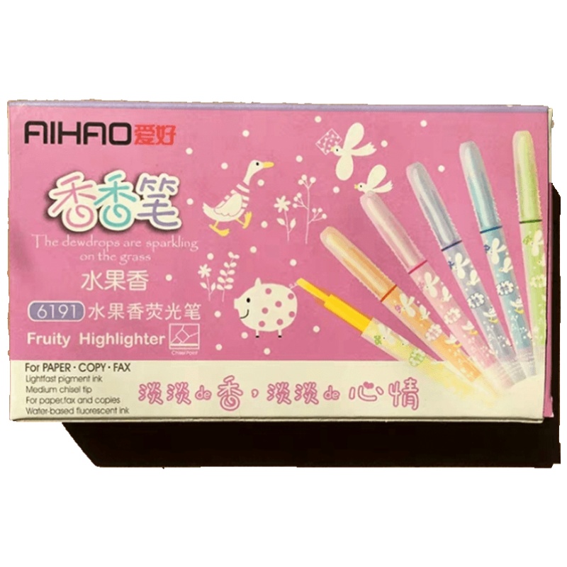 爱好水果香荧光笔6191香香笔标记笔学生用糖果色彩色闪光笔
