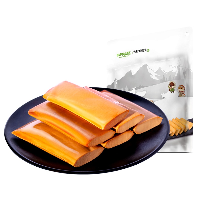 满300减210[三只松鼠_Q弹鸡蛋干240g]休闲零食素食干子五香味