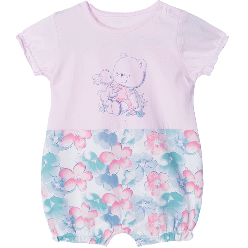 贝贝怡女童短袖连体衣夏季纯棉透气哈衣爬爬服192L209