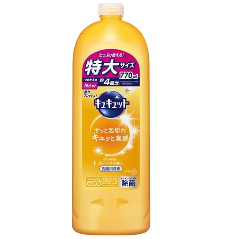 花王(KAO) 果蔬餐具用浓缩洗洁精 770ml（替换装）橘子