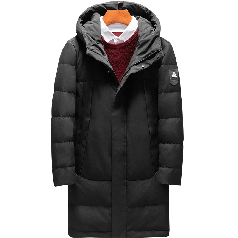 雅鹿男装冬季新款90绒中长款连帽防风御寒男士外套男士羽绒服WF67U0954