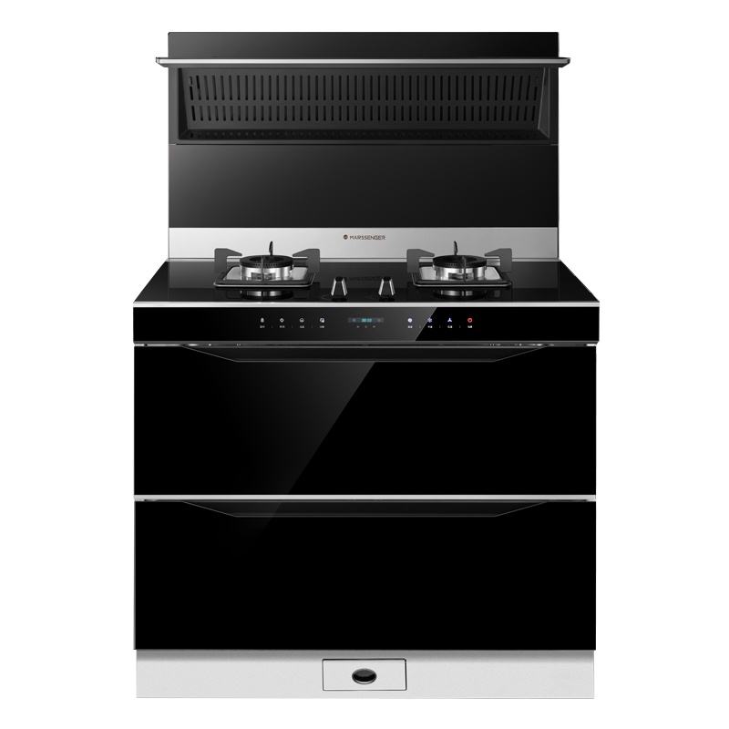 [高端轻薄]火星人 E7BX01集成灶消毒柜 双域纯黑宽屏抽油烟机燃气灶 烟灶消毒一体灶 液化气