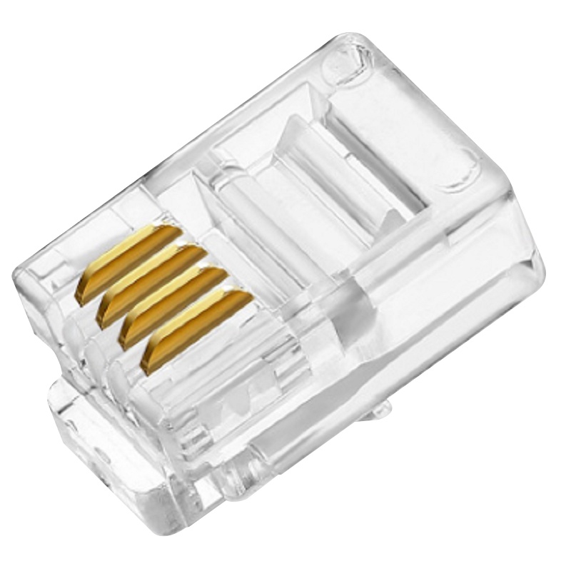 匠目 电话水晶头 6P4C 4芯电话线接头 RJ11水晶头 100个/包