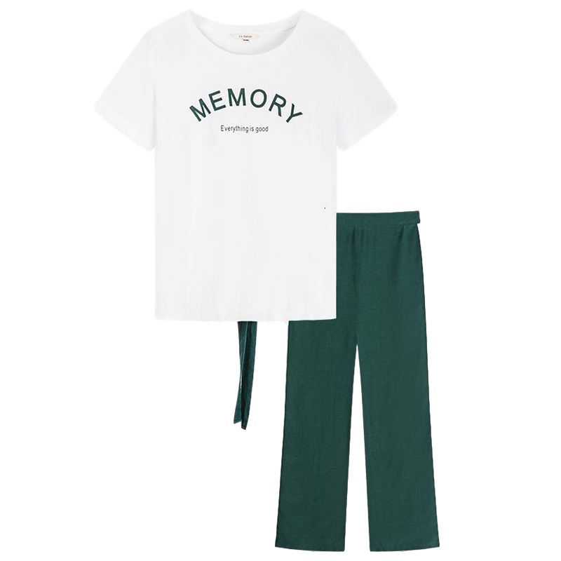 拉夏贝尔阔腿裤套装新款女装上衣裤子俏皮运动风两件套法国小众