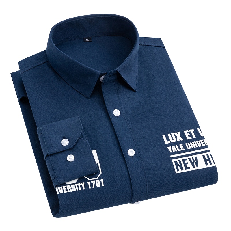 秋冬新款男士长袖衬衫中青年男式商务休闲百搭印花寸衫打底衫衬衣男士外套大码男装衣服吉普战车JIPUZHANCHE