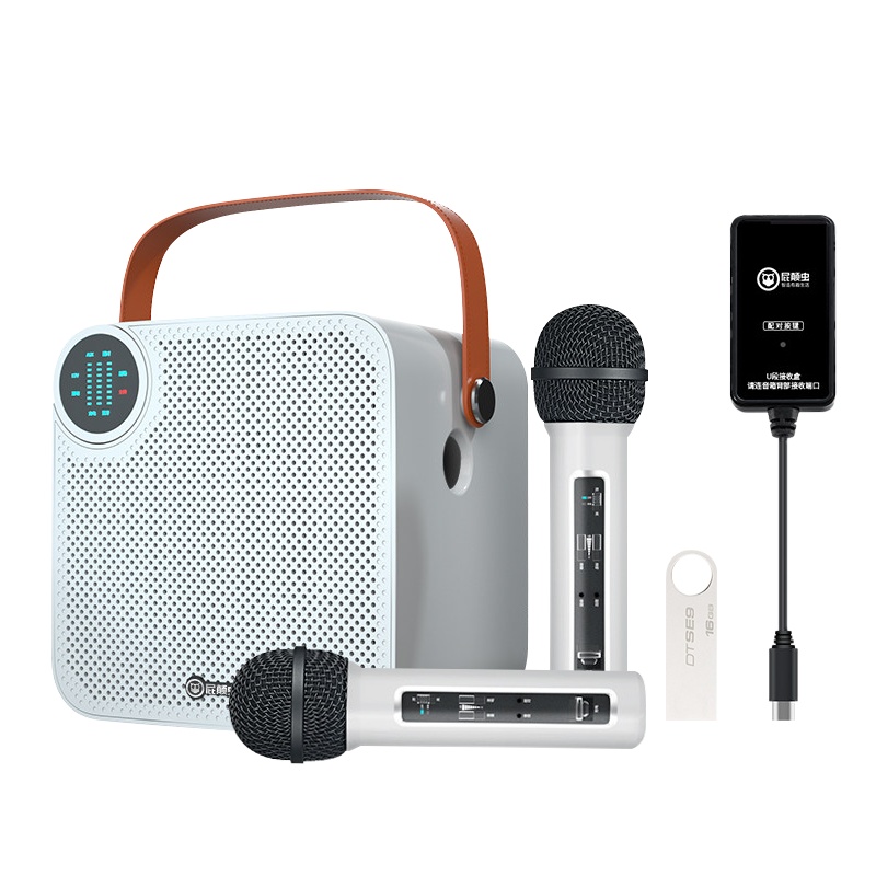 屁颠虫A7家庭ktv无线麦克风电视全民k歌神器家用唱歌蓝牙话筒音响一体手机电脑通用演讲教学广场舞会议主持音箱 双麦版白色