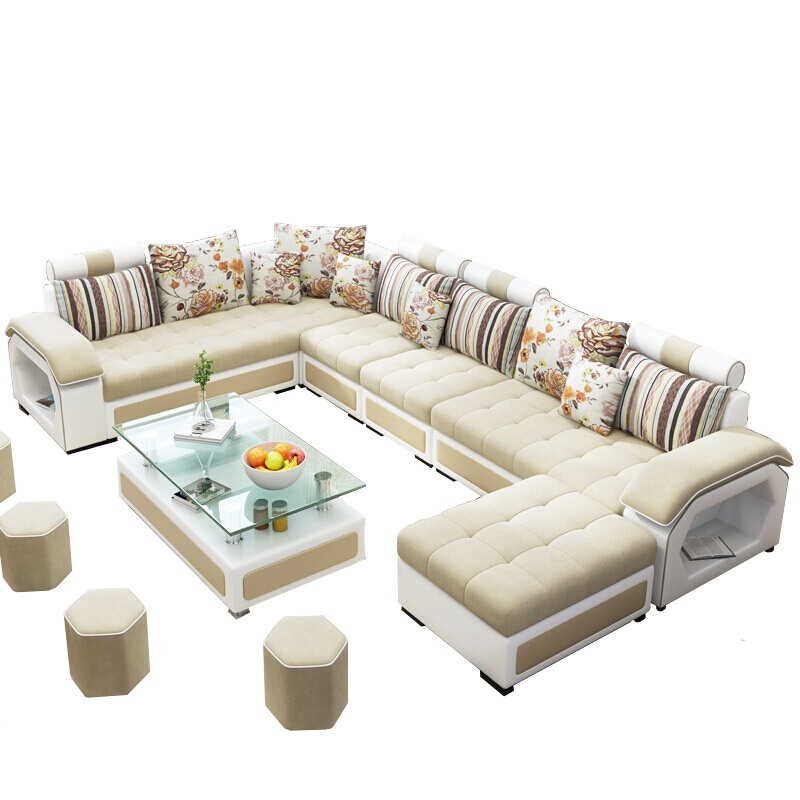 佐特家具 沙发 简约现代大小户型U型转角可拆洗皮布沙发客厅家具