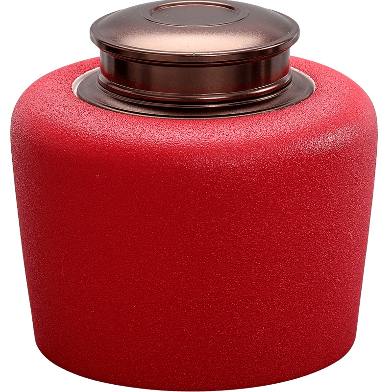博为 茶叶罐 陶瓷大号茶罐普洱茶盒 铝合金盖子 明霁(红)