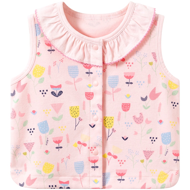 哈贝比（happyB）婴幼儿春秋装马甲外套女宝宝翻领马夹儿童纯棉衣服