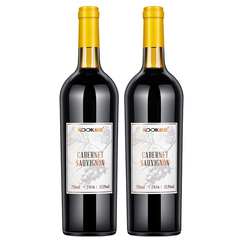 [任贤齐推荐]酷客KOOK赤霞珠干红葡萄酒13.5度750mL*2支送礼红酒