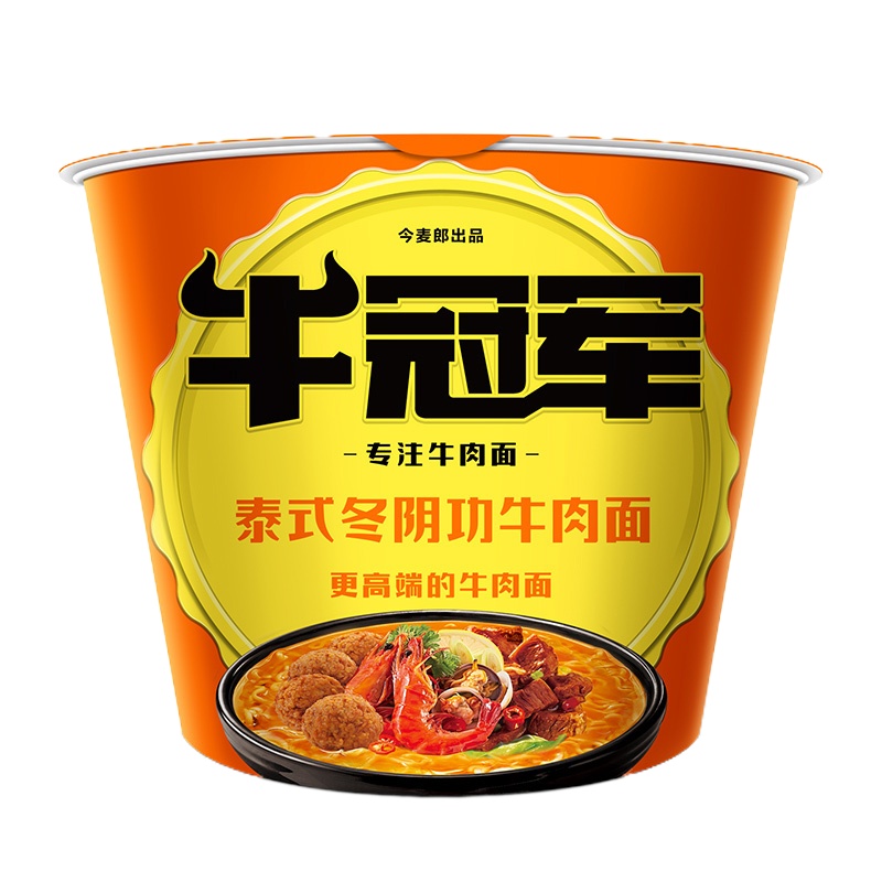 今麦郎 牛冠军 泰式冬阴功牛肉面桶装方便面泡面6桶 110g*6