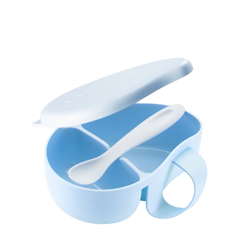 苏泊尔(SUPOR)宝宝辅食碗防摔防烫婴儿餐具套装分格外出碗研磨碗专用带硅胶叉勺温格蓝