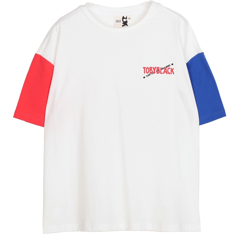 a02新款2020时尚字母印花撞色拼接修身短袖T恤女潮夏DTV2D0661KT