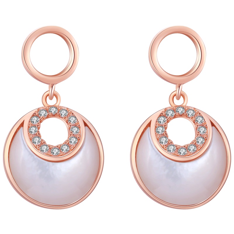 佰色传情BRIR耳钉女白贝母壳耳环新款高级感法式耳饰纯银