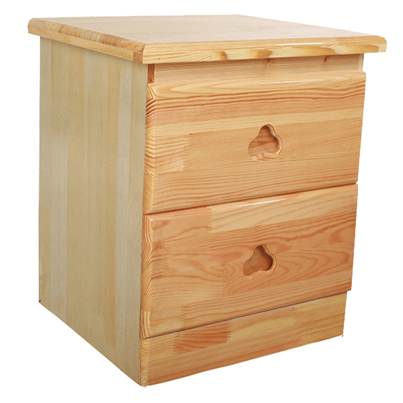 贞合 床头柜 整装双抽简易田园松木床头柜收纳柜实木地柜环保储藏柜 清漆色