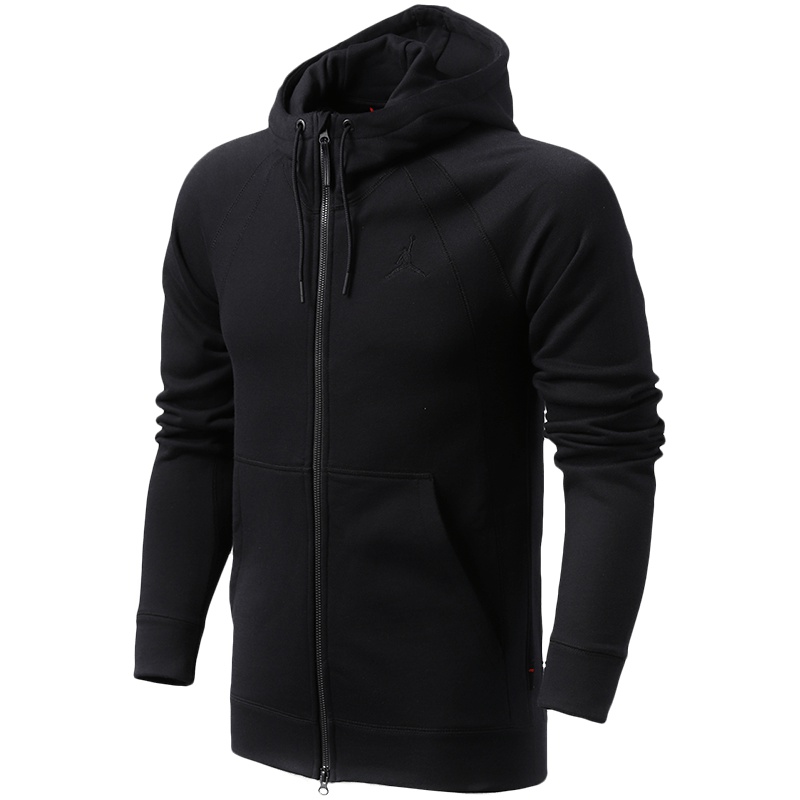 NIKE耐克男装夹克2017新款JORDAN系列针织保暖连帽休闲运动服860197 L 黑色
