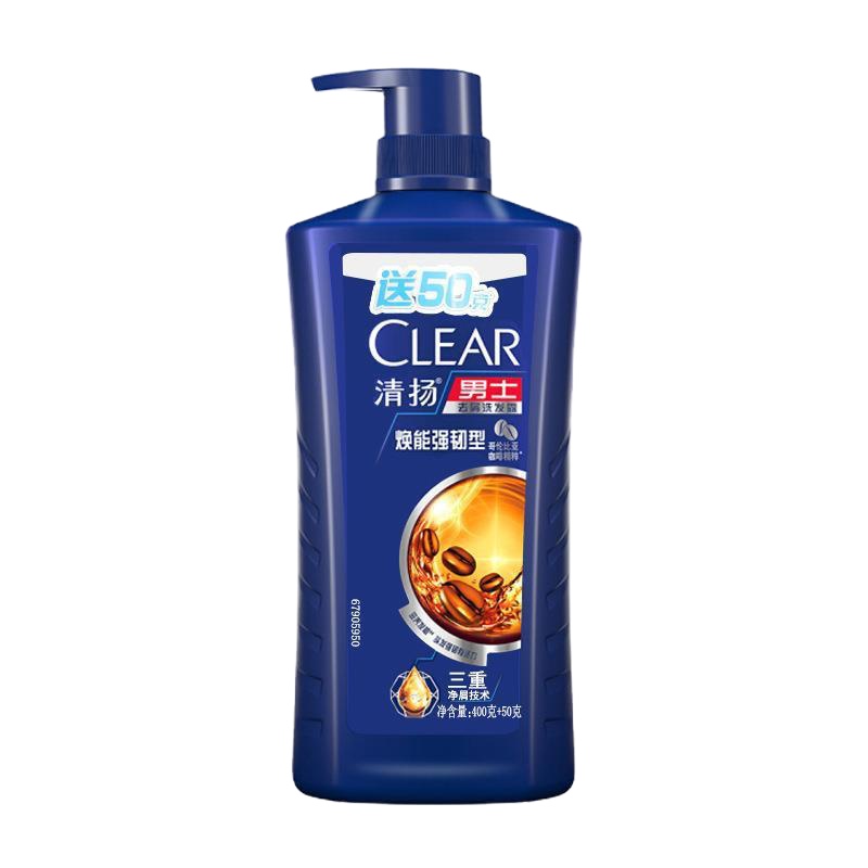 清扬 男士去屑洗发露 焕能强韧型450g+沐浴露男士学生香体留香水型薄荷清爽活力运动400g 套装