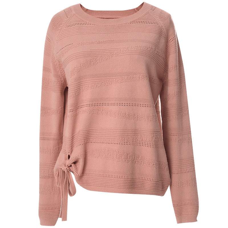 欧昵雪半开领套头衬衫女长袖宽松机绣镂空小衫棉上衣