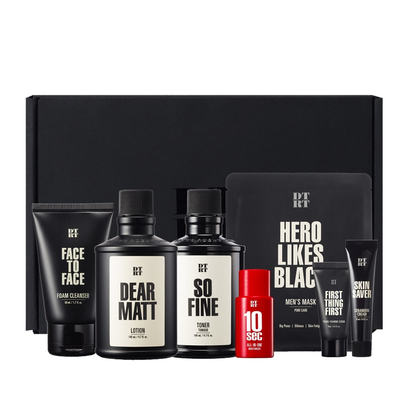 DTRT杜比丽夫 男士护肤品套装韩国 控油平衡水润套装 补水保湿油性肤质特别护理套装男士护肤套盒 7件装
