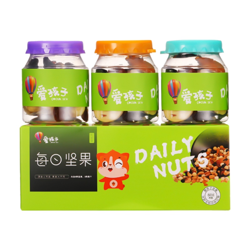 爱孩子每日坚果儿童零食干果仁休闲食品60g/3瓶装