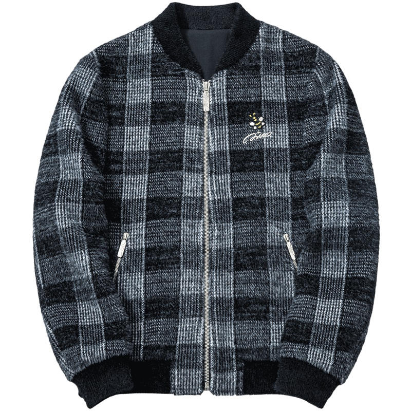 千纸鹤男装秋冬款夹克外套2019新款青年磨毛格子上装外衣男30276