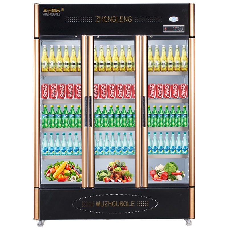 五洲伯乐(WUZHOUBOLE)LC-1288A 1296升商用展示柜 立式冷藏柜保鲜柜 三门冰箱 啤酒饮料茶叶柜点菜柜
