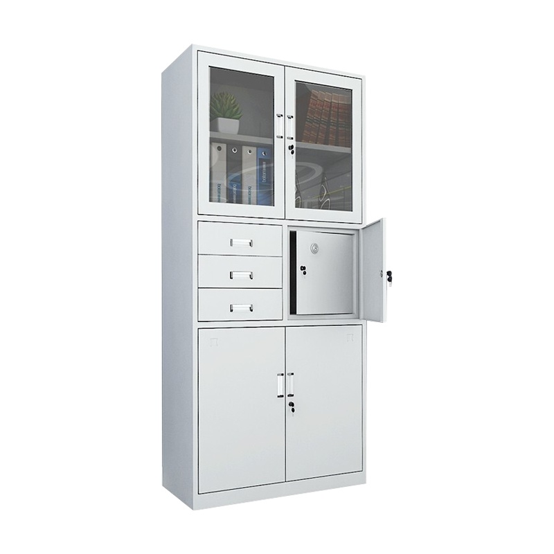 尔迈 文件柜铁皮柜办公柜钢制资料柜储物柜带锁钢制档案柜 偏三内保