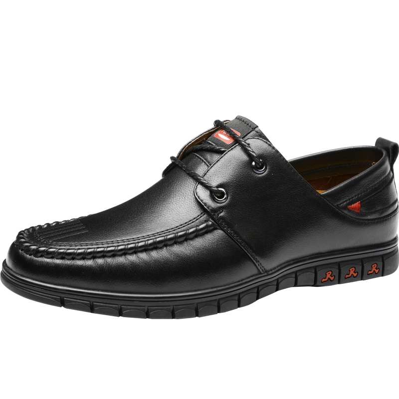 红蜻蜓休闲皮鞋男韩版潮流英伦百搭帅气男士黑色软底软皮正品男鞋