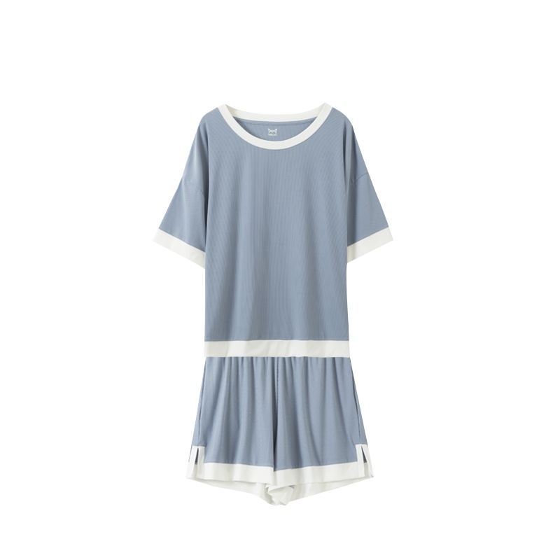 猫人雪糕服睡衣女夏季冰丝短袖短裤套装无痕凉爽宽松休闲女款家居服