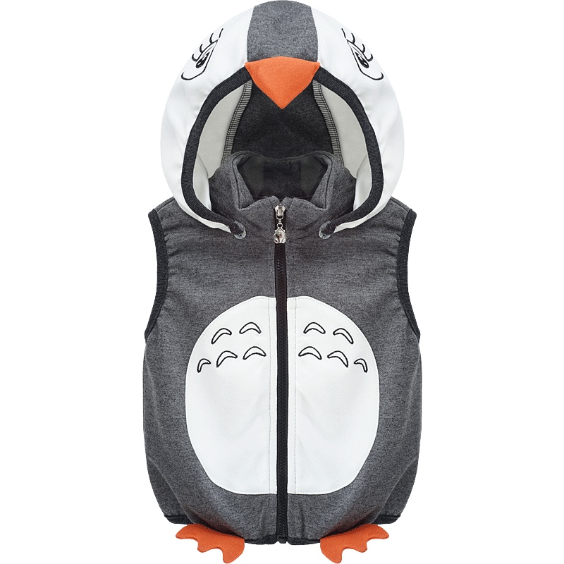 婴姿坊男童连帽可拆卡通企鹅马甲童装拉链背心 2色可选 80-120cm