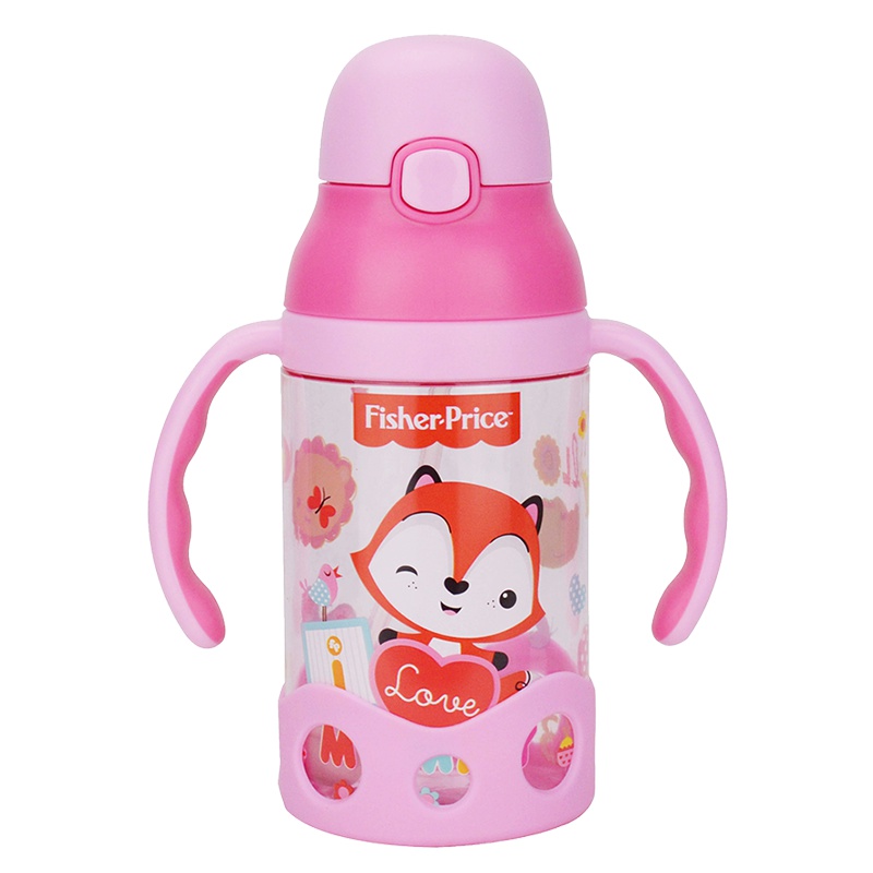 Fisher Price 费雪婴幼儿童吸管杯宝宝训练喝水杯弹跳吸管学饮杯带双手柄防漏 400ml FP-8620A 粉