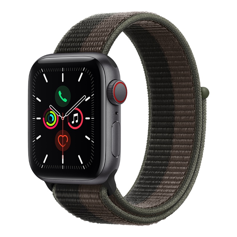 MKT53CH/A Apple Watch SE 44毫米 GPS+蜂窝版 深空灰色铝金属表壳风暴黑配灰色回环式运动表带