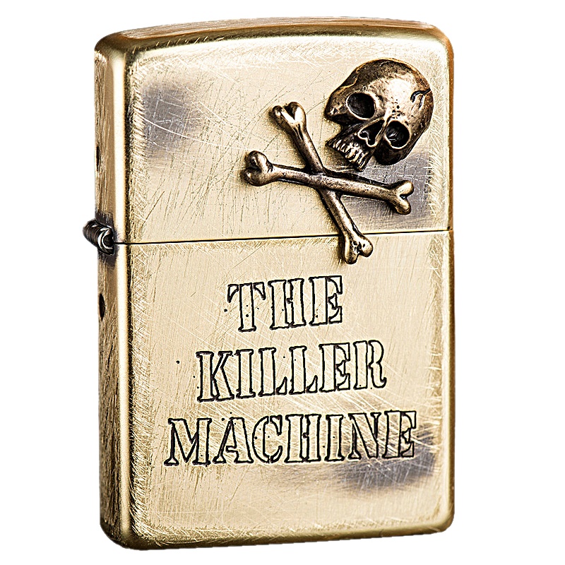 美国ZIPPO打火机 芝宝 日版黄铜做旧骷髅 杀人机器 男士