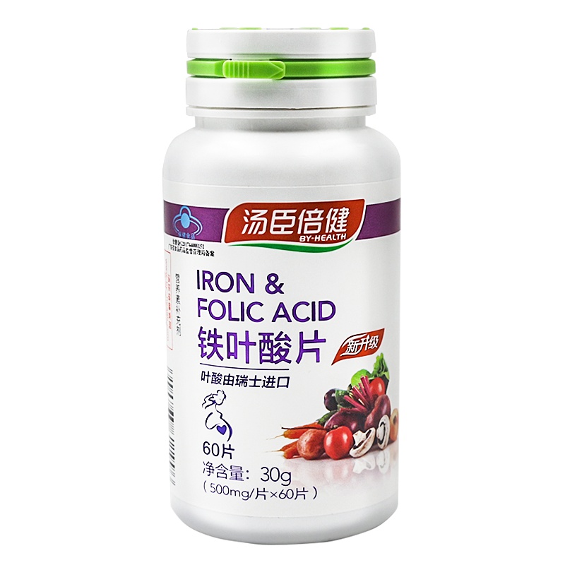 汤臣倍健(BY-HEALTH)铁叶酸片60片成人备孕孕妇