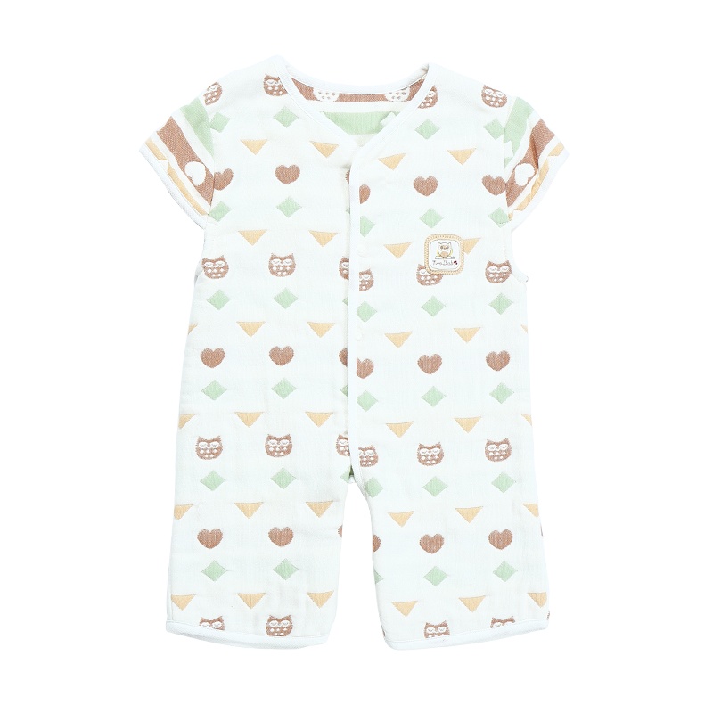 俩个宝宝婴儿分腿睡袋夏薄款宝宝空调睡衣短袖五层纱布幼儿防踢被四季通用