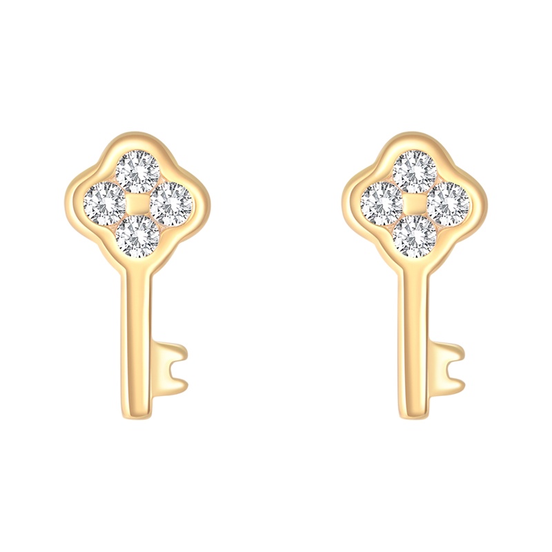 DTOTO 钥匙小耳钉 925银耳钉 潮流风尚饰品 璀璨精致锆石耳钉
