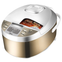 美的电饭煲 金属机身WFD4015 10小时预约 黄晶内胆4L电饭锅 灰白色 防刮耐磨