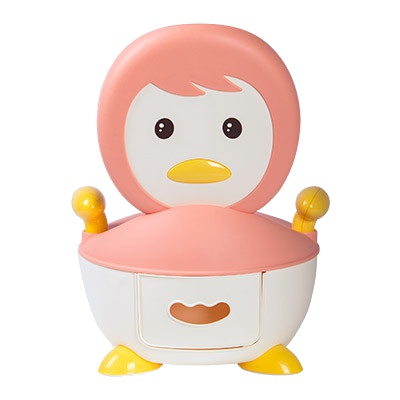 世纪宝贝(babyhood)企鹅坐便器升级款 BH-113B 藕粉色儿童男女宝宝小便盆尿壶1-3-6岁卡通小孩马桶