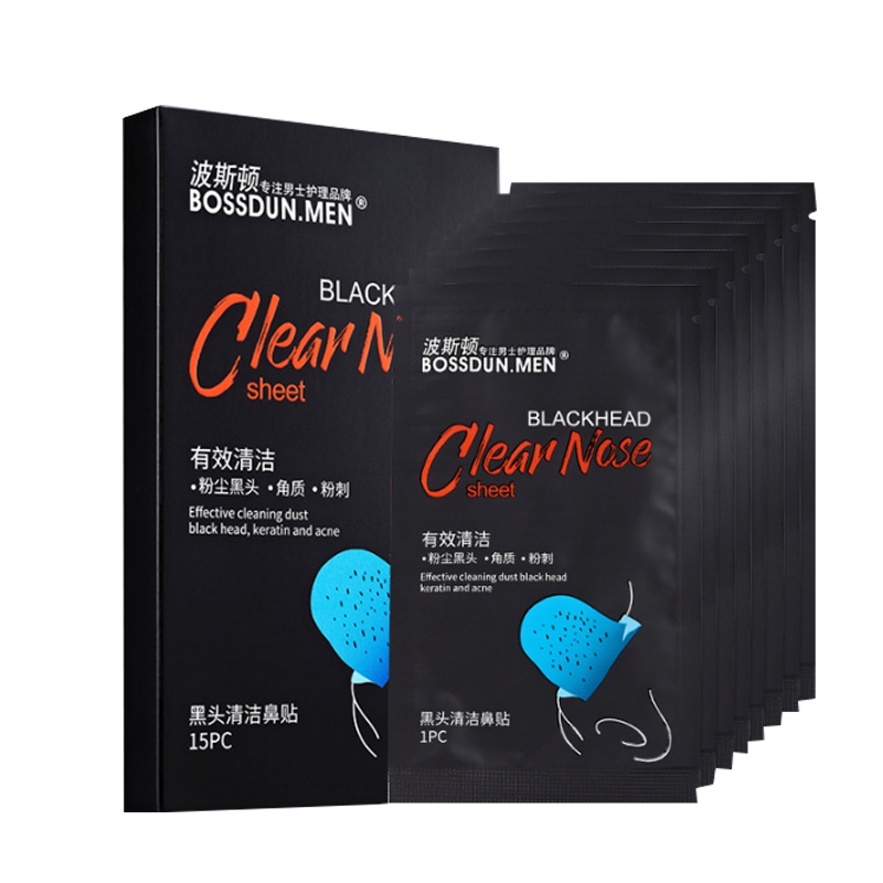 波斯顿BOSSDUN.MEN黑头清洁鼻贴15片男士鼻贴强力去黑头收缩毛孔撕拉式强吸祛粉刺