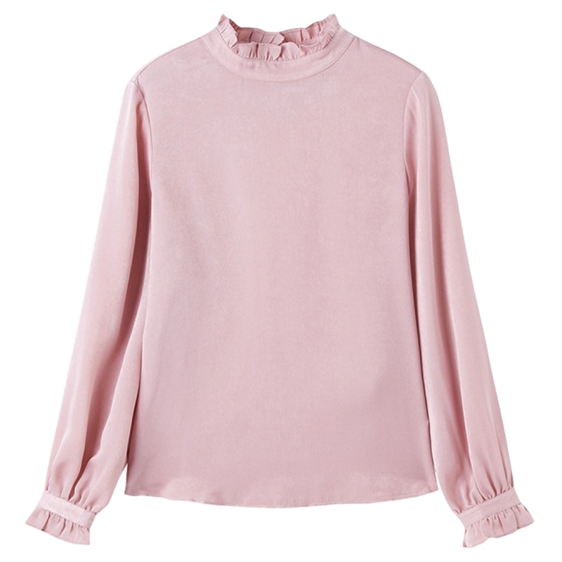 拉夏贝尔韩版百搭宽松时尚套头雪纺衬衫