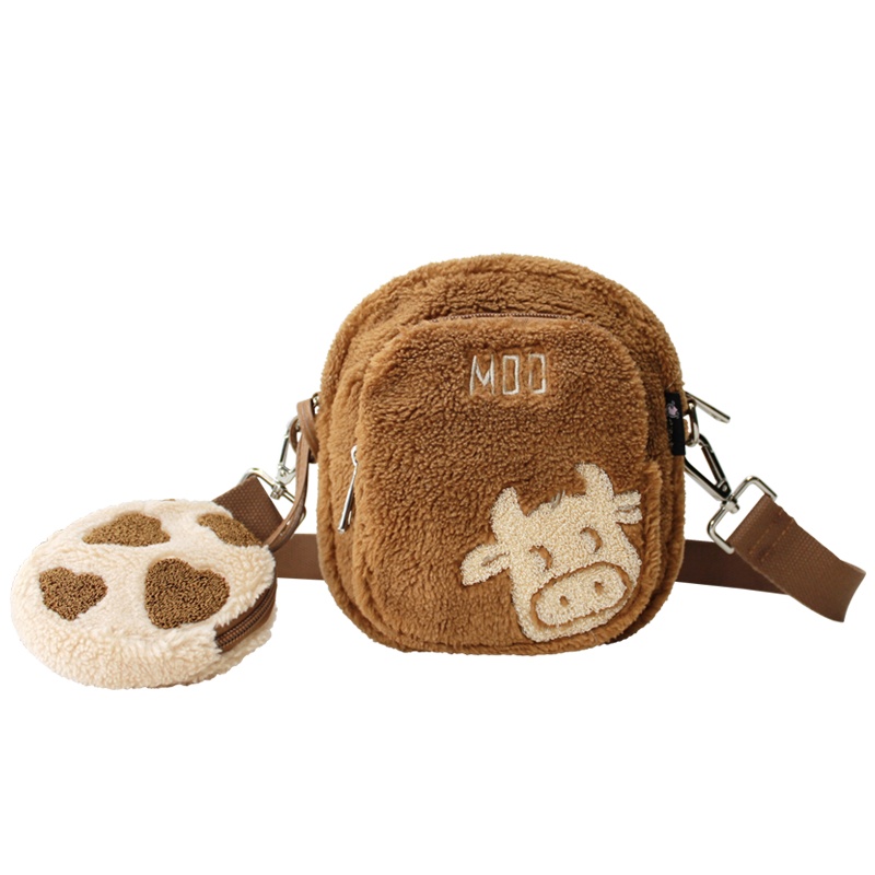花间公主MOO春季毛绒包包可爱少女心包2021新款潮羊羔毛毛斜挎包