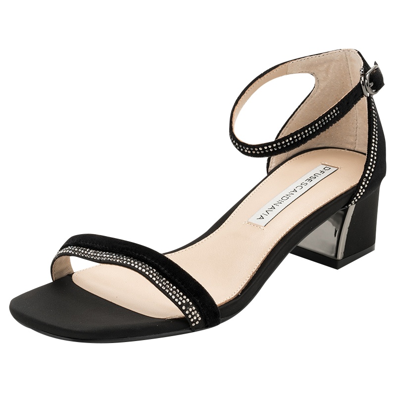 ST&SAT/星期六旗下水钻一字带中跟粗跟时尚凉鞋女DF82115327