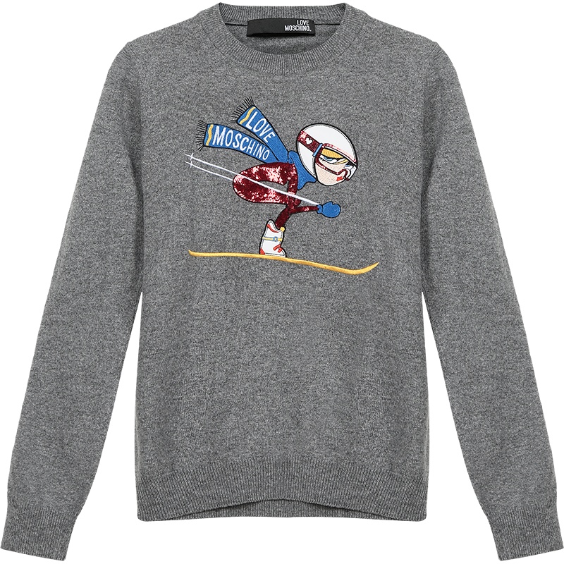 LOVE MOSCHINO 爱莫斯奇诺 女士 聚酯胺纤维/粘胶纤维/羊毛圆领长袖针织衫 WSG29 11 X0814
