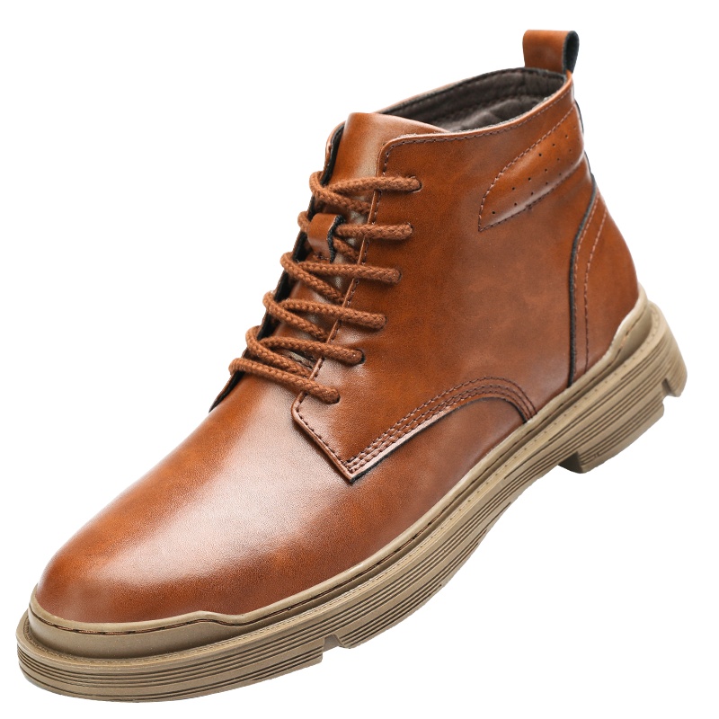 Rock Fairwhale洛克华菲高帮马丁靴男冬季加绒保暖英伦风工装牛皮男士靴子中帮男鞋潮