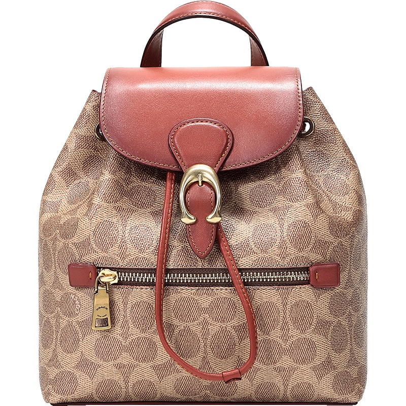 COACH 蔻驰 奢侈品 女士涂层帆布配皮经典标志双肩包 69523