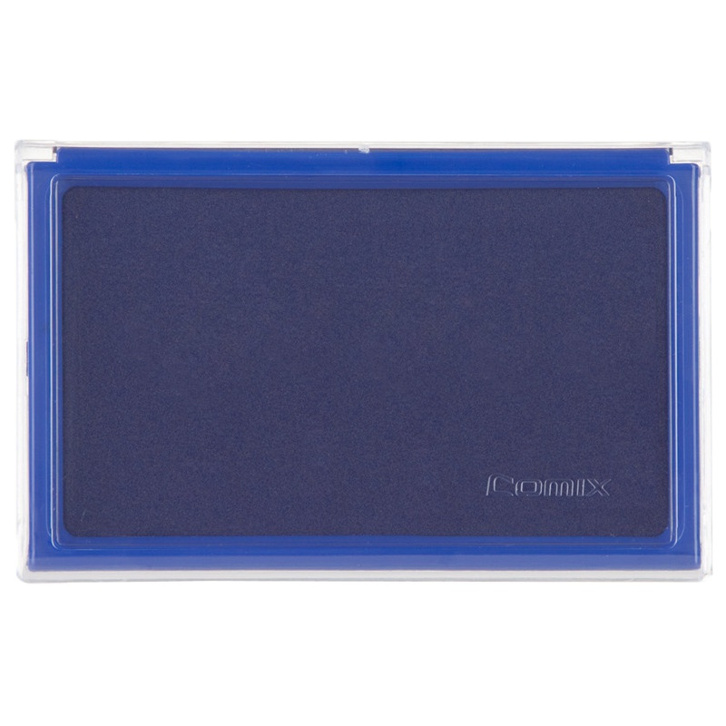 齐心 comix B3720 蓝色印台 速干方形印台 透明外壳长方形 原子印泥